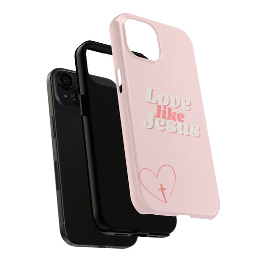 Love Like Jesus iPhone Case: Pink With Heart Cross