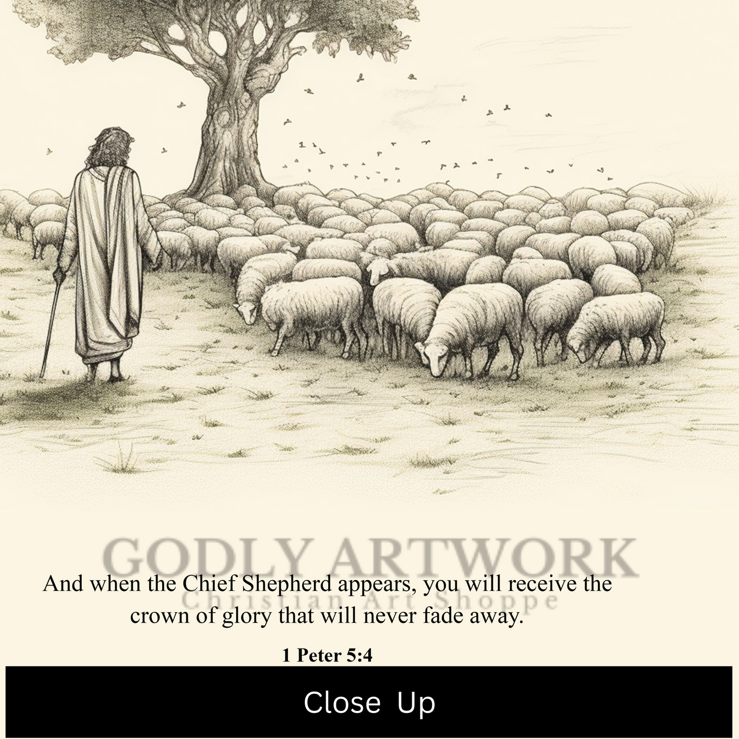 Jesus Herding Sheep DIGITAL DOWNLOAD, Jesus Bible Sketch, AI, Jesus Good Shepherd, Wall Art, Landscape Sketch