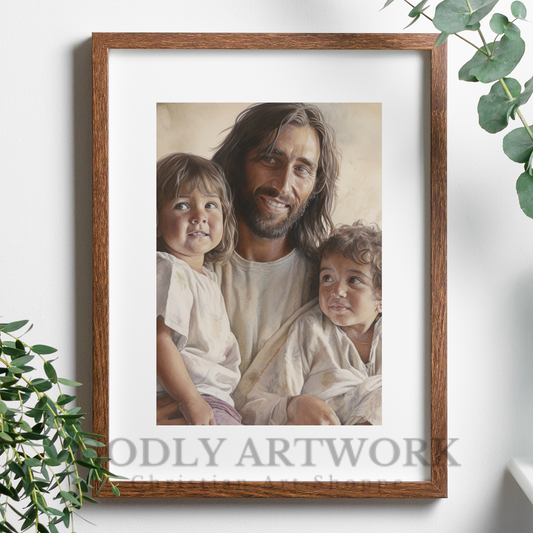 Jesus And Children Watercolor Art | Digital Download | Christian Artwork | Home Decor
