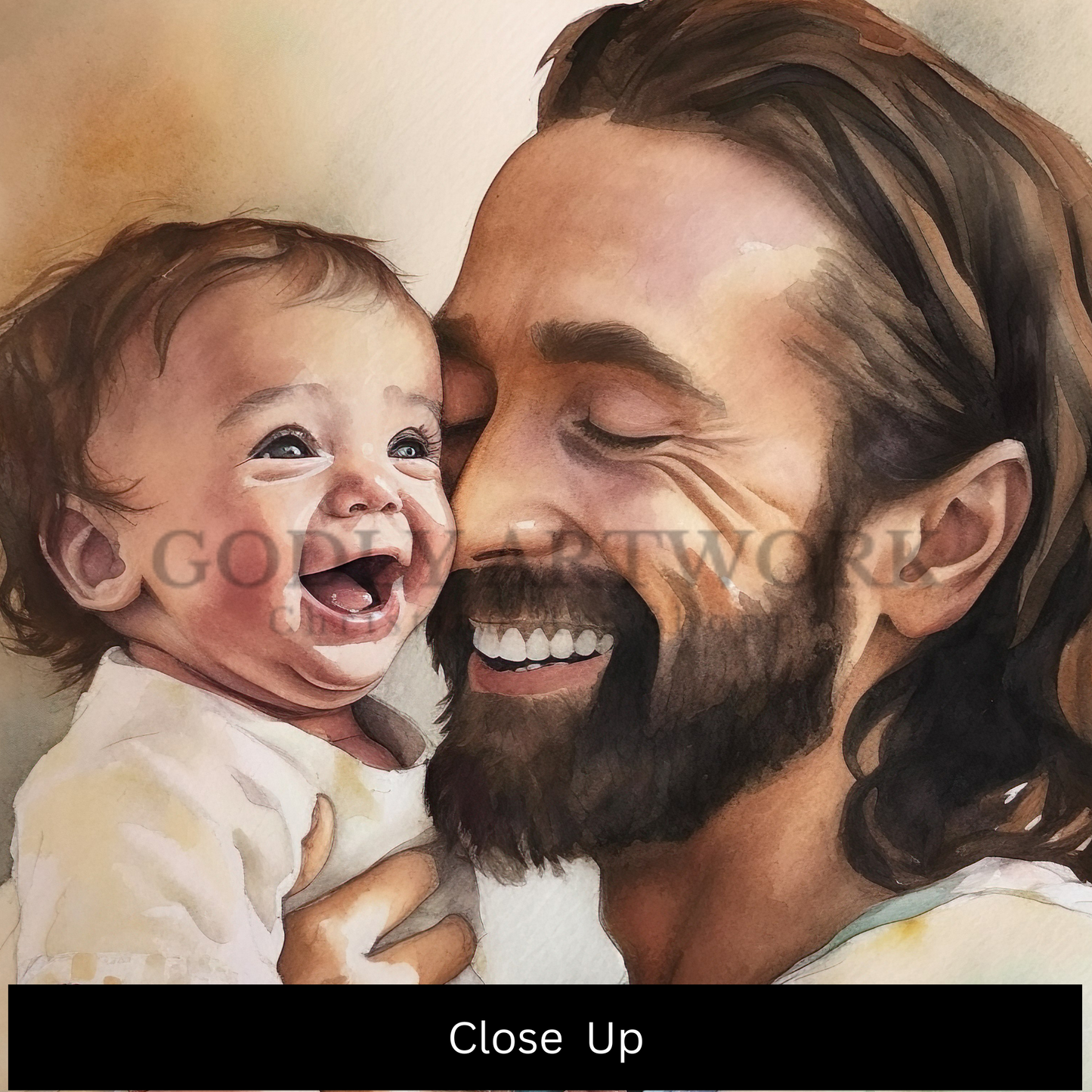 Jesus Holding Happy Baby Watercolor Art | Christian Art | Digital Download | Home Decor | Jesus Print Art